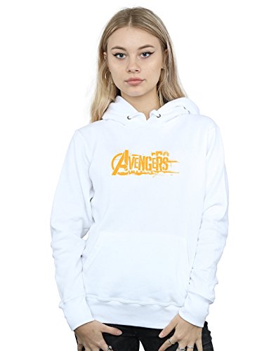 Marvel Women's Avengers Infinity War Orange Logo Hoodie White Medium