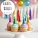 Zyghjort 10 Pack Mini Party Hats for Stuffed Animals Figures, Mini Birthday Hats Glitter Cone Party Hat Colorful Decor Adjustable Cone Hat with Tinsel Pom Pom Birthday Toppers Accessories