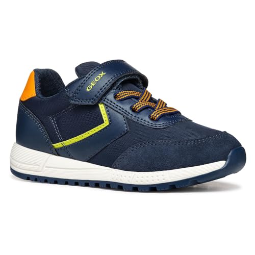 Geox J ALBEN Boy A, Scarpe da Ginnastica, Navy/Lime Green, 28 EU