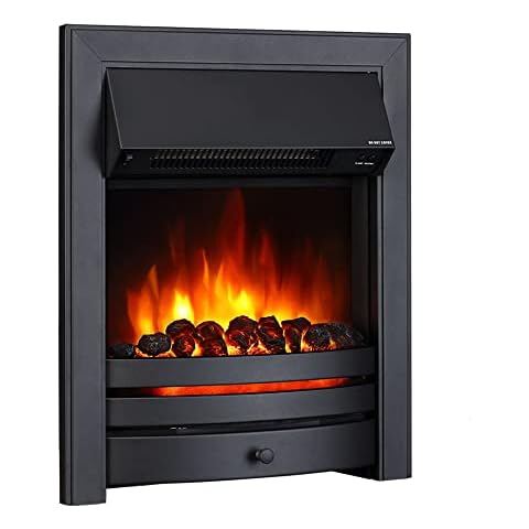 Endeavour Fires Roxby Inset Electric Fire Black Trim and Fret, 220/240Vac 1&2kW, 7 Day Programmable Remote Control Freestanding Electric Fire (with full depth spacer) Cover