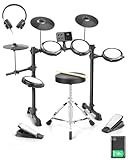 LALAHO Electric Drum Kit, Electronic Drum Kit with USB MIDI, Type-C Charging, Built-in Metronome, Record & Headphone Mode, Sticks, Stool, 150 Sounds, 64 Polyphony,10 Demos & 10 Kits for Beginner