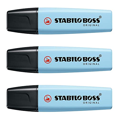 STABILO Lot de 3 Surligneurs BOSS ORIGINAL Pastel fraicheur de bleu Cover