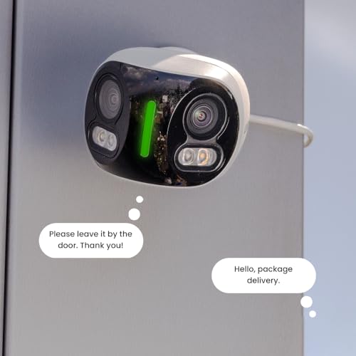 Image of Lorex 4K 8MP IP Wired Dual-Lens Add-On Outdoor Security Camera | Smart Security Lighting | Motion Detection | 180 Panoramic View | Auto Framing | Color Night Vision | 2-Way Talk | Requires Recorder | 4K Ultra HD, Dual 2.1mm Lenses Stitched to 180 Degree Panoramic View, Smart Security Lighting with Color Night Vision
