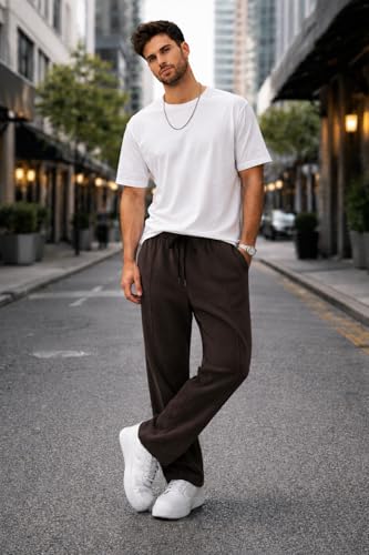 Image of ENDEAVOUR WEAR Men's Baggy Oversized Track Pants | Premium Cotton Rich Fabric | Straight Loose Fit Non-Cuffed | Gym, Streetwear & Casual Comfort Track Pants Lounge Pants