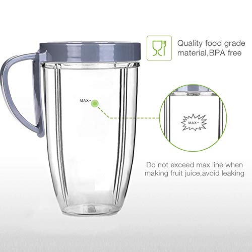 Migaven 18oz Small Cup Compatible for Nutribullet, Small Clear Cups Mugs Replacement Part Juicer Accessories Compatible for NUTRiBULLET Nutri Bullet Blender Juicer