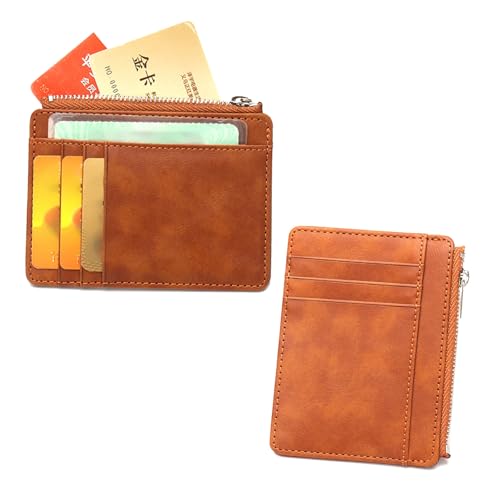 Zippered Small Card Holder Compact Blocking Zippered Card Holder PU Leather Short Wallet Coin Purse Change Pocket for Secure Travel and Daily Use2