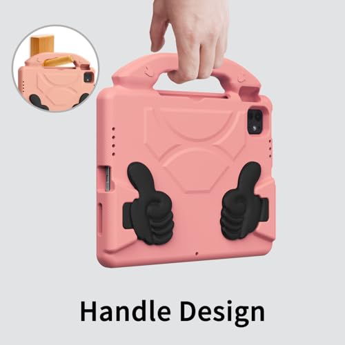 Funda para iPad Pro 11 infantil resistente a caídas con asa anticaídas rosa 4