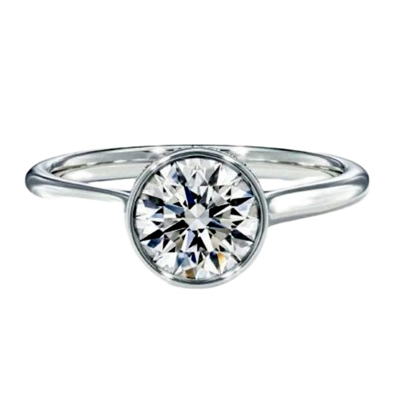 Bague moissanite argent 925 anneau plaqué solitaire transparent LK_DHR_0453