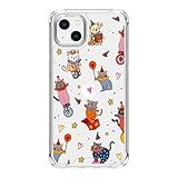 Cute Funny Circus Clown Cat Phone Case for iPhone 16 15 14 13 12 11 XR Pro Max Plus Mini Case for Kids Girls Teen Girls Women (Clear, Customize Size)