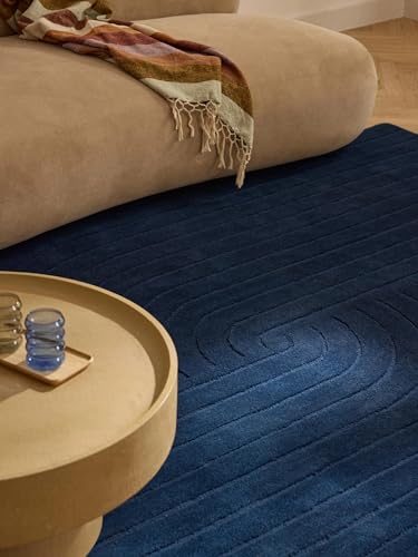 Image of Hand Tufted Carpet Nz Wool with Silk Abstract Design Non Slip Luxury Exclusive Rectangular Carpet for Living Room Bedroom (Size : 5x8 Ft, 152x244 CM), Multicolor