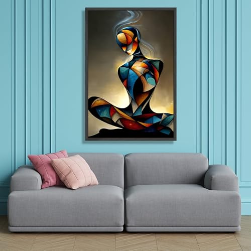 Toile figure méditative contemporaine silhouette géométrique 40x60