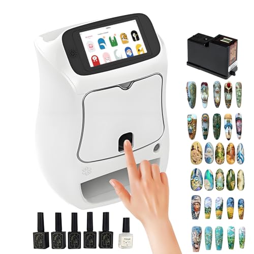 DIY Nail Art Printer with Smart APP Control & Touchscreen High-Resolution 4800DPI Printing Auto Nail Recognition Huge 3000+ Design Library Quick Drying Perfect For Diy Wedding Nail Art