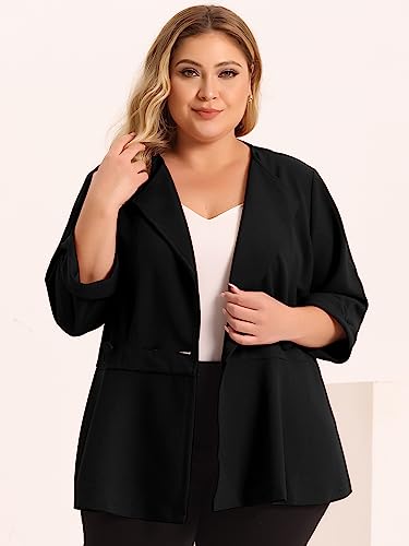 Agnes Orinda Women's Plus Size Casual Work Office Blazers Notched Lapel Button Peplum Blazer2