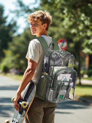 Image of Clear Backpack for School, Heavy Duty Transparent Bookbag
