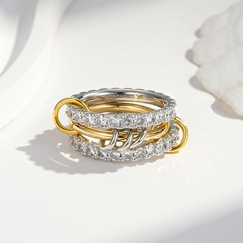 Anten Pink Gold Stackable Rings for Women - AAA+ Cubic Zirconia Ring, Dainty Gold Plated Rings Jewelry (Three Band, 6) by Anten Pink - Used condition - Image 4