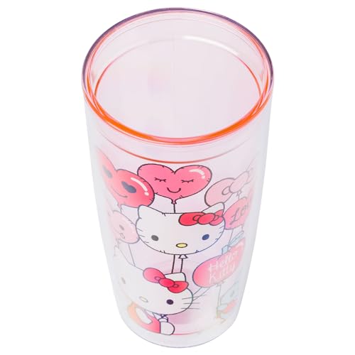 Image of Silver Buffalo Sanrio Hello Kitty Valentine's Day Heart Balloons Double Wall Travel Tumbler with Slide Close Lid, 20 Ounces (Pack of 12)