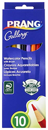Prang Watercolor Colored Pencils, Includes Brush, Assorted Colors, 10 Count