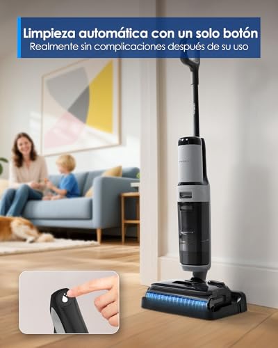 Tineco FLOOR ONE i5 Stretch Nass Trockensauger, 2‑in‑1 Saugen & Wischen, 180° Lay-Flat Waschsauger, 20kPa Saugkraft, Beidseitige Kantenreinigung, 30 Min Laufzeit, Anti-Tangle staubsauger für Tierhaare