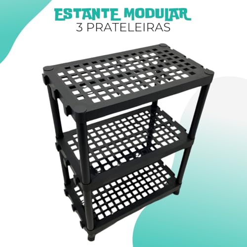 Estante Prateleira Modular 3 Andar Reforçada Organizadora Livros Cozinha Quarto Lavanderia Sapateira