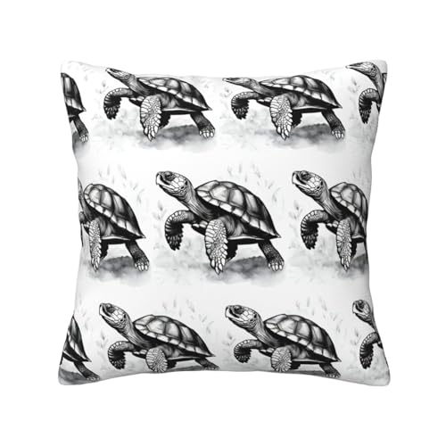 MCXWD Funda de cojín universal con estampado de tortuga para cuatro estaciones, para el hogar, coche, campamento, sofá, funda de cojín cuadrada