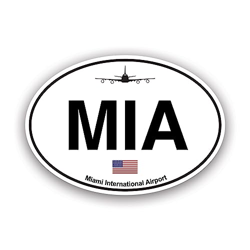 fagraphix Miami Airport Euro Oval Sticker Decal - Self Adhesive Vinyl - Weatherproof - Made in USA - mia Florida dade fl 2" Wide