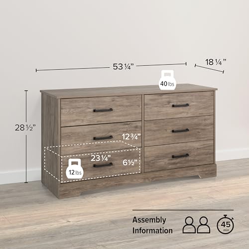 Prepac-Rustic-Ridge-Farmhouse-6-Drawer-Double-Dresser-Brown-Dresser-for-Bedroom-Chest-of-Drawers-with-6-Storage-Drawers-5325-wide-x-1825-deep-x-285-tall-Brown Prepac Rustic Ridge Farmhouse 6 Drawer Double Dresser Brown Dresser for Bedroom Chest of Drawers with 6 Storage Drawers 5325 wide x 1825 deep x 285 tall Brown