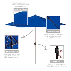 California umbrella 9 rd sunbrella aluminum patio umbrella crank lift auto tilt bronze pole pacific blue  urban country home decor