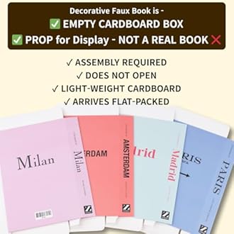 Pastel Medium | 4 PCS Faux Decorative Books for Home Decor | Not Real Books (Cardboard Boxes) | Coffee Table, Shelf Styling & Modern Aesthetic Accent Pieces for Living Room, Office