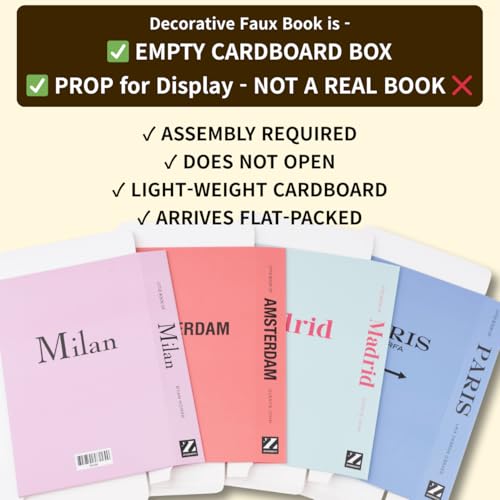 Pastel Medium | 4 PCS Faux Decorative Books for Home Decor | Not Real Books (Cardboard Boxes) | Coffee Table, Shelf Styling & Modern Aesthetic Accent Pieces for Living Room, Office