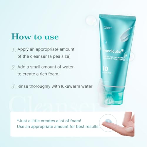 Image of medicube Facial Cleanser Azelaic Acid Whip Cleanser | Soothing Cleansing Foam for Troubled Skin | Ideal for use after spot care, Excess Sebum Control | Niacinamide, Glycerin | Korean Skincare, 4.23 oz