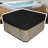 URPIZY Tapa de protección térmica cuadrada para spas y bañeras al aire libre, impermeable, resistente al sol y a las heladas, plegable, 130 ¡Á 130 ¡Á 90 cm, poliéster, color negro