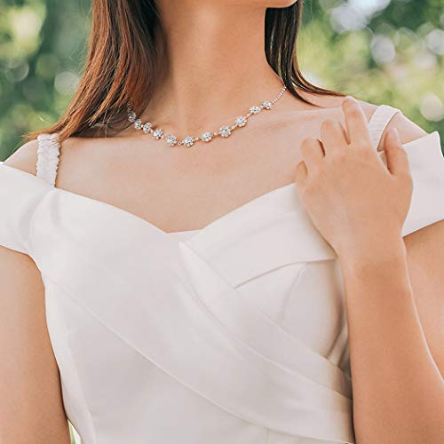 Unicra Bride Silver Necklace Earrings Set Crystal Bridal Wedding Jewelry Set for Women2