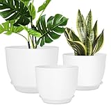 YNNICO Plant Pots 12/10/9 inch Set of 3, Flower Pots with Multi Mesh Drainage...