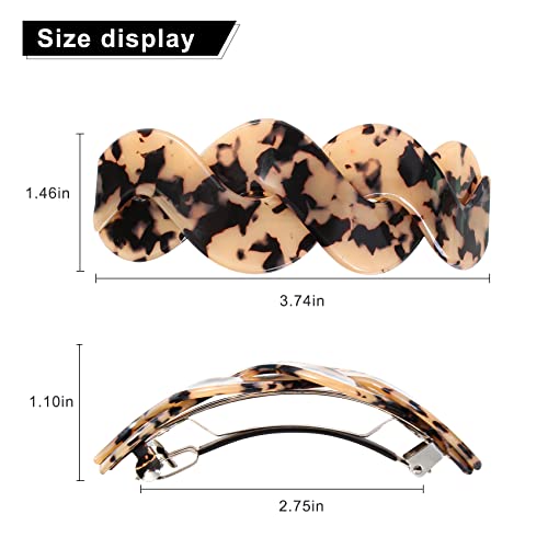 Mistofu 3 Pieces Large Barrettes For Women, Beautiful Snap Hair Clips Hair Accessories (Mahua8) #TOP6