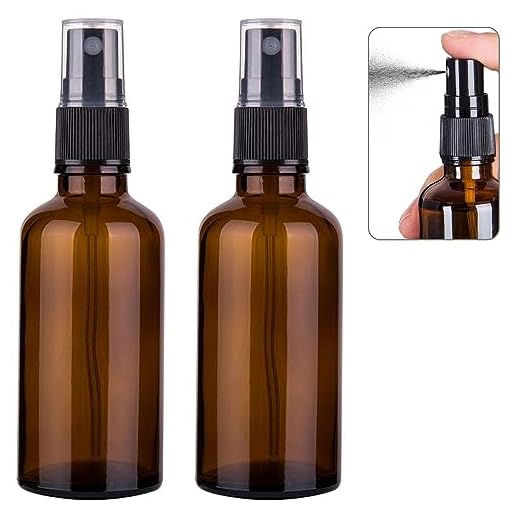 Nylea Small Glass Spray Bottles for Oil, Hair, Plants Water Empty Fine Mist and Refillable Mister Amber Mini Travel Size Bottle for Cleaning Solutions, Essential Oil Sprayer and Nozzle (2 Pack, Amber)