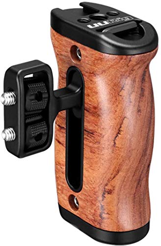 UURig 1/4\" Wood Handle Grip Left Right Compatible for Sony A6400 A6600 A7III Nikon Canon Panasonic Camera Cage, for iPhone/Smartphone Video Rig Video-graphy Accessories Mobile Filming Hold Bracket