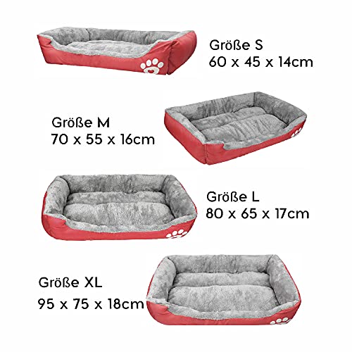 wuuhoo® Hundebett Lucky 60cm für kleine und mittelgroße Hunde - weiches Haustierbett, waschbares Hundekörbchen für Hund oder Katze, Flauschiger Hundekorb - rot