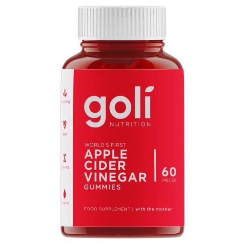 Goli Nutrition Apple Cider Vinegar Gummy Vitamins (1 Pack, 60 Count, Gelatin-Free, Gluten-Free, Vegan & Non-GMO Made with Essential Vitamins B9 & B12)