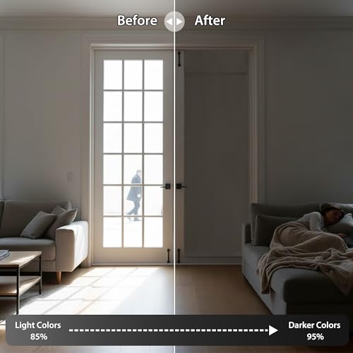 RYB HOME Blackout French Door Curtain - Privacy Thermal Insulated Window Shades for Patio Kitchen Front Entry Back Door Glass Window, Self Adhesive No Drill, 1 Panel, 26" W x 69" L, Sand by RYB HOME - Image 5