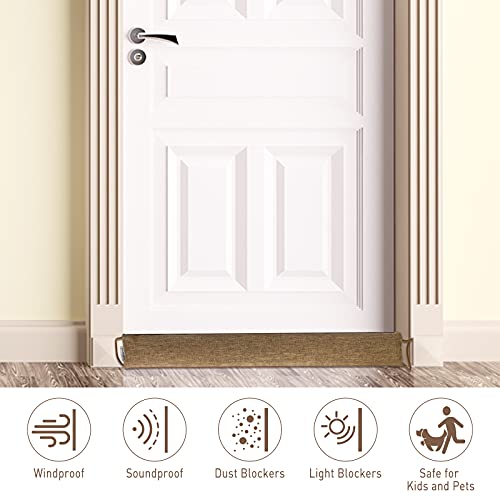 Fowong Door Draft Stopper 30 Inch, Under Door Noise Blocker Cold Weather Door Snake Draft Stopper Weighted Heavy Duty Reduce Noise Saving Energy Sound Proof Under Door Guard, Coffee #TOP3
