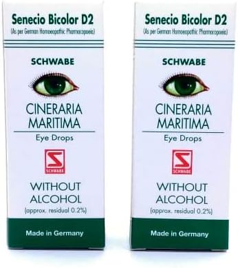 CINERARIA MARITIMA without Alcohol Eye Drops (10 ml) Senecio Bicolor D2 (Pack of 2)