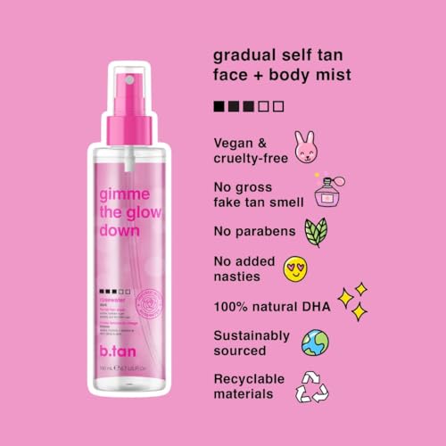 Image of b.tan Self Tan Travel Kit | Love At First Tan Gift Set - Includes Mini Violet Self Tanner, Gradual Tanning Lotion, Dark Bronzing Drops, & Applicator Mitt