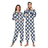 Unisex Adults Onesie Pajamas Baseball Blue Sleepwear Homewear Jumpsuits Costume One Piece for Women Men