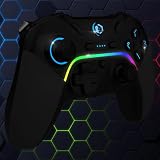 EMPIRE GAMING – Bezprzewodowy pad do gier WiFi 2,4 GHz, ładowalny kontroler do gier – PC/PS3/Switch – Tryb makro/Tubo – Podwójna wibracja – Port audio 3.5 mm – Ergonomiczny – Kabel USB-C