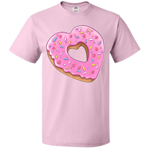 inktastic Heart Shaped Donut with Pink Icing and Sprinkles Adult T-Shirt Small Pink 398b6