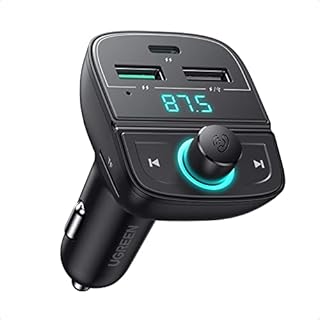 UGREEN Nadajnik FM Bluetooth Adapter Radia Samochodowego ładowarka 20W USB C Zasilacz PD i QC z zestawem bezprzewodowy odtwarzacz muzyczny 5.0 Bluetooth obsługuje pamięć USB i kartę TF