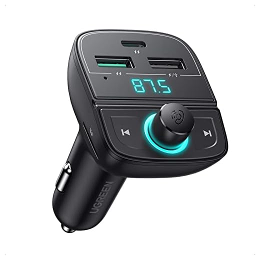 UGREEN Bluetooth FM-Sändare Bilradio Adapter, 20W USB C Billaddare PD och QC Strömförsörjning med Handsfree System, 5.0 Trådlös Bluetooth Musikspelare Stöder USB-Stick och TF-Kort