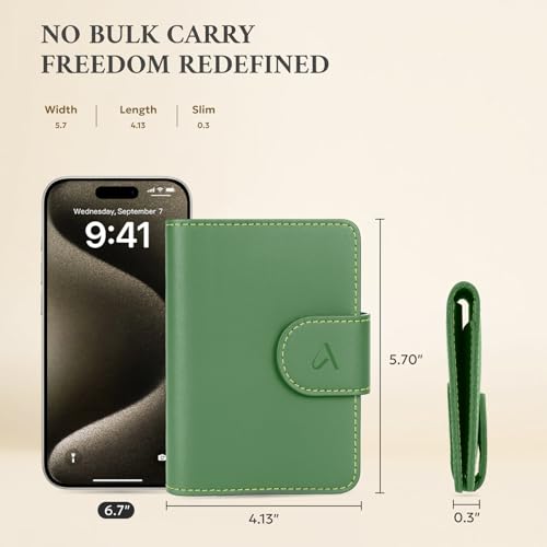 Image of ALLIVE Rfid Passport Holder for Travel Women, Rfid Passport Cover Wallet, Genuine Leather Passport Holder for Travel with AirTag Hidden, Airport Essentials, Travel Gifts (Avocado Green)