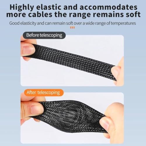 Funda trenzada de PET negra de 25mm y 10M para proteger cables 8