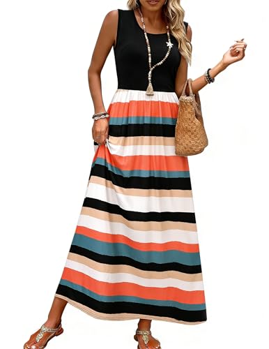Image of Bluetime Women's Summer Boho Sleeveless Floral Print Tank Long Maxi Dress (S-3XL)